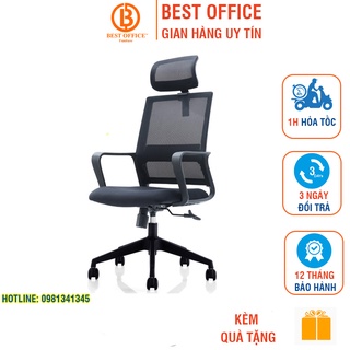 Ghế xoay lưới tựa đầu cao cấp B0171- Xoay 360 độ - Nâng hạ cao thấp - Chống ê mỏi cổ