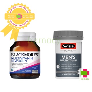 Vitamin tổng hợp Blackmores / Swisse Men’s/Women's Ultivite Multivitamin, Úc (60v) bổ sung cho nam/nữ từ 18 tuổi