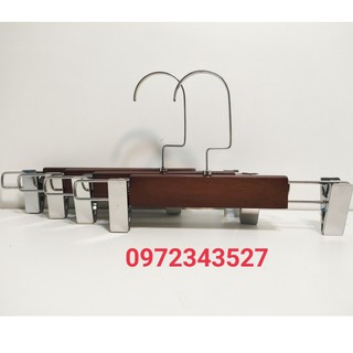Móc kẹp trẻ em gỗ nâu đầu kẹp inox - móc kẹp gỗ, kẹp quần trẻ em, kẹp gỗ nâu chuyên dùng cho shop trẻ em, khách sạn
