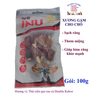 Xương gặm cho Chó FONTI INU C10-1 hương thịt xiên que rau củ Double Kaboz Gói 100g Làm sạch răng Hàm chắc khỏe Sx tại VN