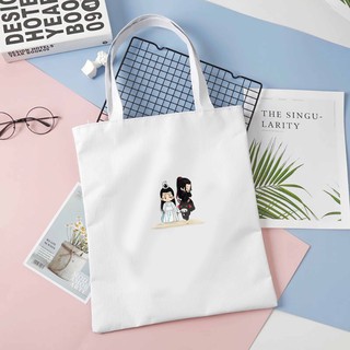 Túi tote vải đeo vai đen trắng in hình Trần Tình Lệnh Ma Đạo Tổ Sư M07