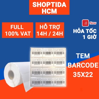 Tem in nhiệt Shoptida 35*22mm in minicode, barcode, 2 tem 1 hàng, sử dụng cho máy in nhiệt Shoptida SP4