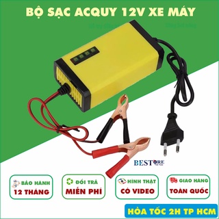 Bộ sạc bình ắc quy tự động ngắt 12V 2Ah-20Ah sạc acquy xe máy, xe ô tô, có đèn led báo đầy