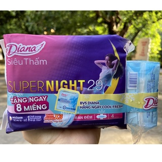 BĂNG VỆ SINH DIANA BAN ĐÊM 29 TẶNG 2 MIẾNG SENSI COOL FRESH