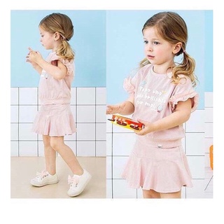 Set bộ Pe.tite áo tay ren + quần váy hồng