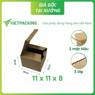 11x11x8 - 50 hộp carton nắp gài khóa đáy có khóa đẹp, vuông vức V1006