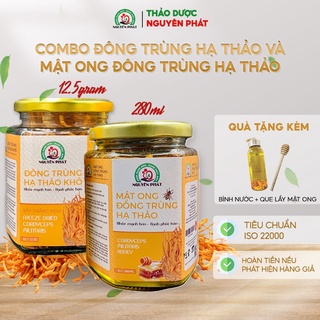 Combo cao cấp mật ong ngâm Đông trùng hạ thảo Nguyên Phát hộp 280 ml + Đông trùng hạ thảo sấy thăng hoa 12.5gr