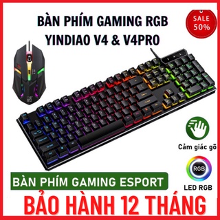 Bàn Phím Máy Tính Gaming YINDIAO V4 &amp; V4Pro - Đèn LED RGB Chống Nước Game Máy Tính Esport - Chính Hãng [Bảo Hành 1 Năm]