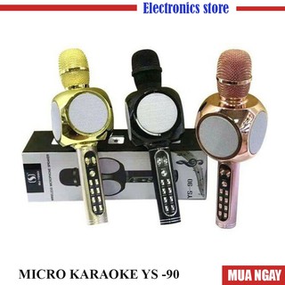 Micro karaoke Bluetooth YS 90 không dây hỗ trợ ghi âm, bắt giọng chuẩn, Mic tích hợp loa bass hay-BH: 6Thang Lỗi 1 đổi 1