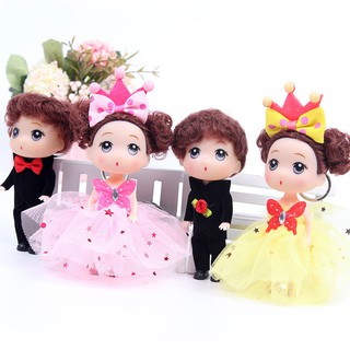 Búp bê chibi cô dâu chú rể có móc khóa treo cặp xinh xắn 12cm loại móc xịn