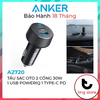 Tẩu Sạc Nhanh Oto Anker 2 Cổng Công Suất 30W 1USB PowerIQ 1 TypeC PD - A2720