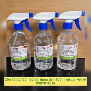 Cồn 70 độ, Cồn 90 độ dung tích 500ml có sẵn vòi xịt phun sương siêu tiện lợi