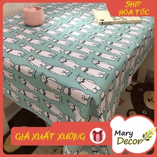Khăn trải bàn Mary Decor trang trí bàn ăn đậm chất vintage - họa tiết gấu quàng khăn KB-M01