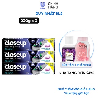 Combo 3 Kem Đánh Răng Closeup Trắng Răng Tự Nhiên X2.5 Lần Với Khoáng Đất Sét Và Acai Berry 230G/Tuýp