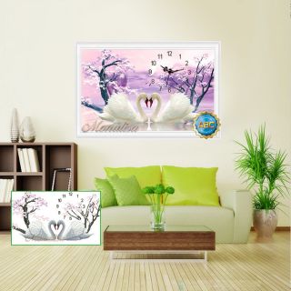 Tranh đính đá Đồng hồ thiên nga Y8026 (80x53cm . LG1905 (80×50)