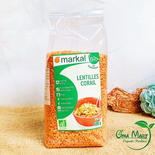 Đậu lăng đỏ cam san hô hữu cơ Markal 500g
