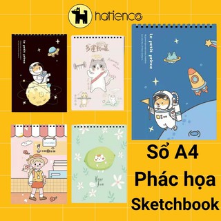 Sổ vẽ, sổ sketchbook A4 lò xo bìa siêu cute