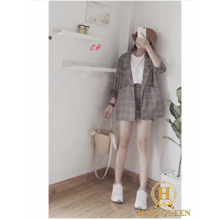 Sét vest kẻ +quần đùi siêu hot