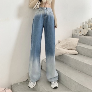 quần bò ống rộng loang phong cách hàn quốc