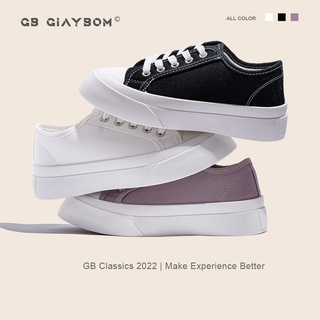 Giày Bata Nữ Giày BOM Thể Thao Đế Cao Bánh Mì, Sneaker Vải Basic Cổ Thấp 3 Màu Trắng, Đen, Hồng giayBOM Classics B1362
