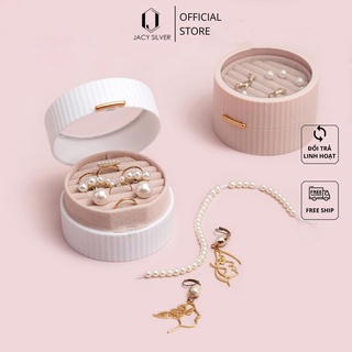 Hộp Đựng Trang Sức Jacy Silver, Hộp Đựng Trang Sức Màu Pastel Dáng Tròn Nắp Trong Suốt H1018