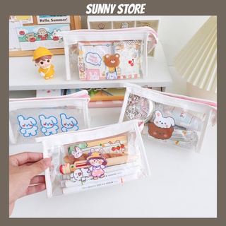 Túi đựng bút trong suốt, túi đựng mỹ phẩm trong họa tiết dễ thương, tiện lợi SUNNYSTORE