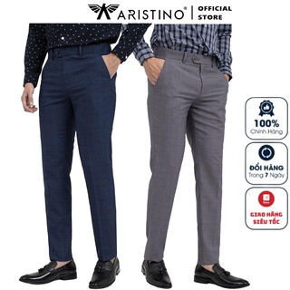 Quần Âu Nam Quần Tây Công Sở Cao Cấp Aristino ATR00301 Kẻ Chìm Ống Ôm Slim Fit Vải Polyester Mềm Mại Bền Màu Sắc Nét