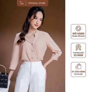 Áo sơ mi cổ tàu nẹp V tay lỡ TIINSTORE AHD176