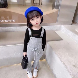 Xả Set yếm xám kèm áo cho bé gái