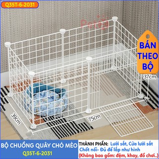 Quây chuồng chó mèo Petoka lắp ghép nuôi thú cưng sơn tĩnh điện giá rẻ gồm 6 tấm ghép