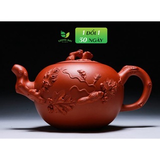 Ấm Pha Trà Tử Sa Nho Sóc SƯƠNG MAI Họa Tiết Khắc Nổi Độc Đáo Tinh Xảo 320ml - SM00137