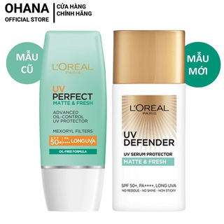 Kem Chống Nắng Kiềm Dầu L'Oreal Paris UV Perfect Matter And Fresh Oil Control SPF50+ PA++++ 30ml/50ml (Xanh Lá)