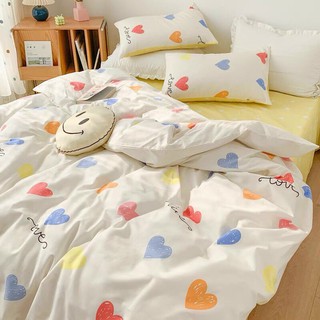 Bộ Chăn Ga Gối Cotton Poly Mẫu Tim Sắc Màu Emly Bedding