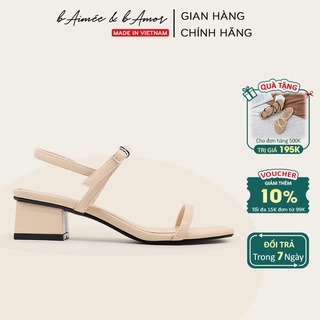 Sandal cao gót nữ 3 phân quai mảnh gót vuông mũi vuông thời trang hàn quốc đẹp cao cấp bAimée &amp; bAmor - MS1588