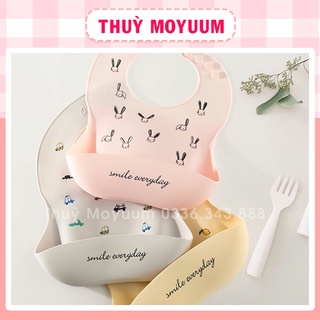 Yếm ăn dặm silicon cho bé,có máng chống thấm đồ dùng cao cấp hình thú siêu cute tiện dụng
