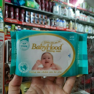 KHĂN ƯỚT EM BÉ BABYHOOD 20 MIẾNG - KHÔNG MÙI