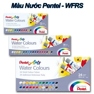 Màu Nước Cao Cấp Pentel 12/18/24 Màu - WFRS Tuýp Thiếc [Hàng Chính Hãng]