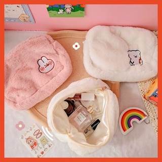 Túi lông đựng bút, đựng mỹ phẩm cute ( shop giao màu ngẫu nhiên )