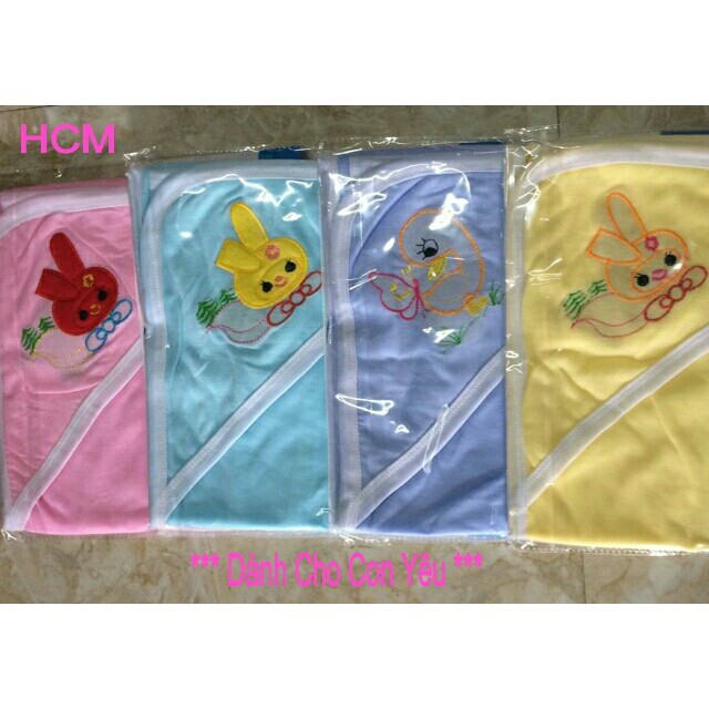 Chăn ủ Cotton cho bé ( chăn có nón / mũ )