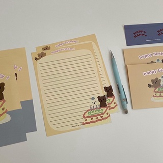 SET THIỆP / THƯ MỜI &amp; STICKER VIẾT LỜI NHẮN, CÂU CHÚC VÀ HAPPY BIRTHDAY HÌNH BEAR (ảnh thật) - Tiệm nhà Chun