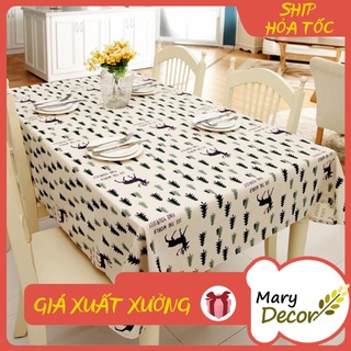 Khăn trải bàn thông tuần lộc viền ren (đủ kích thước) - E09