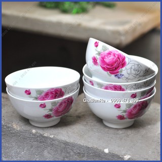 Bộ 6 Chén Sứ Mạ Vàng Viền Hoa Hồng Cao Cấp - 6041