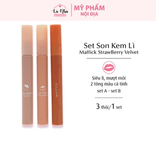 [SET 3 SON KEM] Son Kem Lì MAFFICK StrawBerry Velvet nội địa Trung FREESHIP màu đỏ quyến rũ với hai SET A/B