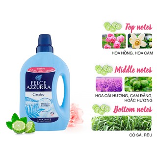 Nước giặt đậm đặc hương nước hoa cổ điển Ý Felce Azzurra cỏ sả, thảo mộc 1,595L