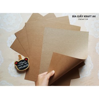 Combo 50 / 100 tờ bìa giấy Kraft nâu A4 định lượng 250 280gsm