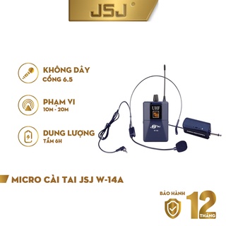 Micro cài áo đa năng JSJ W14A tích hợp bộ phát, tai nghe và pin nhỏ tiện lợi , phạm vi thu sóng rộng, giảm tiếng ồn