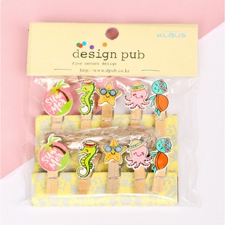 Kẹp gỗ kẹp ảnh mini hình con vật biển - phụ kiện Handmade.