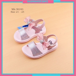 Dép sandal bé gái 1 - 3 tuổi siêu nhẹ phủ nhũ lấp lánh kèm nơ gắn phong cách Hàn SG40