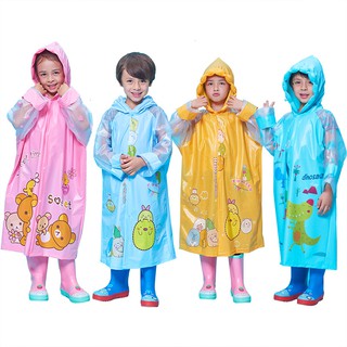 Áo mưa cho bé gái và bé trai 4-10 tuổi có thể làm phồng nón trùm cao cấp hình thú đủ màu đáng yêu BBShine – AM014