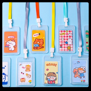Dây đeo thẻ trong suốt học sinh nhân viên văn phòng hình cute kèm bao đựng sử dụng 2 mặt giá rẻ